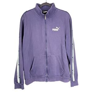 PUMA Men's Size Large Navy Blue Full Zip Cotton Blend Track Jacket Sweatshirt